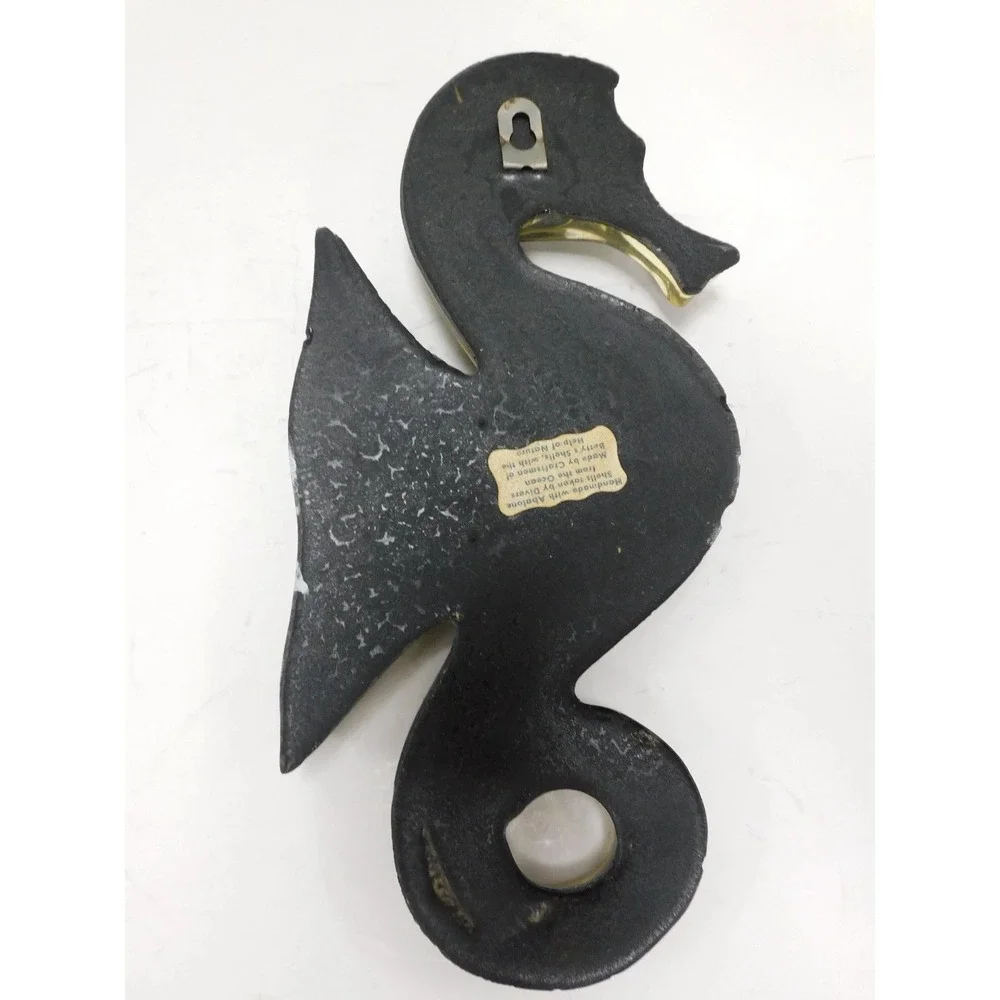 Bettys Shells Abalone Seahorse Wall Hanging Black Resin Coastal Decor DW752